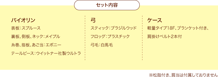 ※松脂付き、肩当は付属しておりません